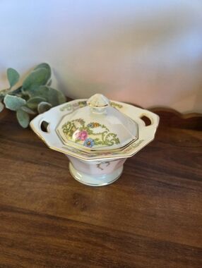 Vintage Covered Floral Sugar Bowl by P.T. Tirschenreuth "Fairmont"